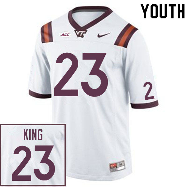 Youth #23 Keshawn King Virginia Tech Hokies College Football Jerseys Sale-White